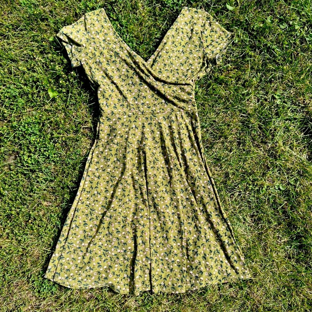 Floral Green Wrap Dress